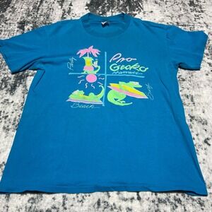 Vintage Pro Gecko‎ Hawaii T Shirt Mens Large Graphic Tee Blue Beach Surf Party